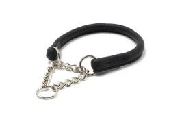 Maul Halsband Rundgenäht Mit Ketteneinsatz Schwarz/Silber