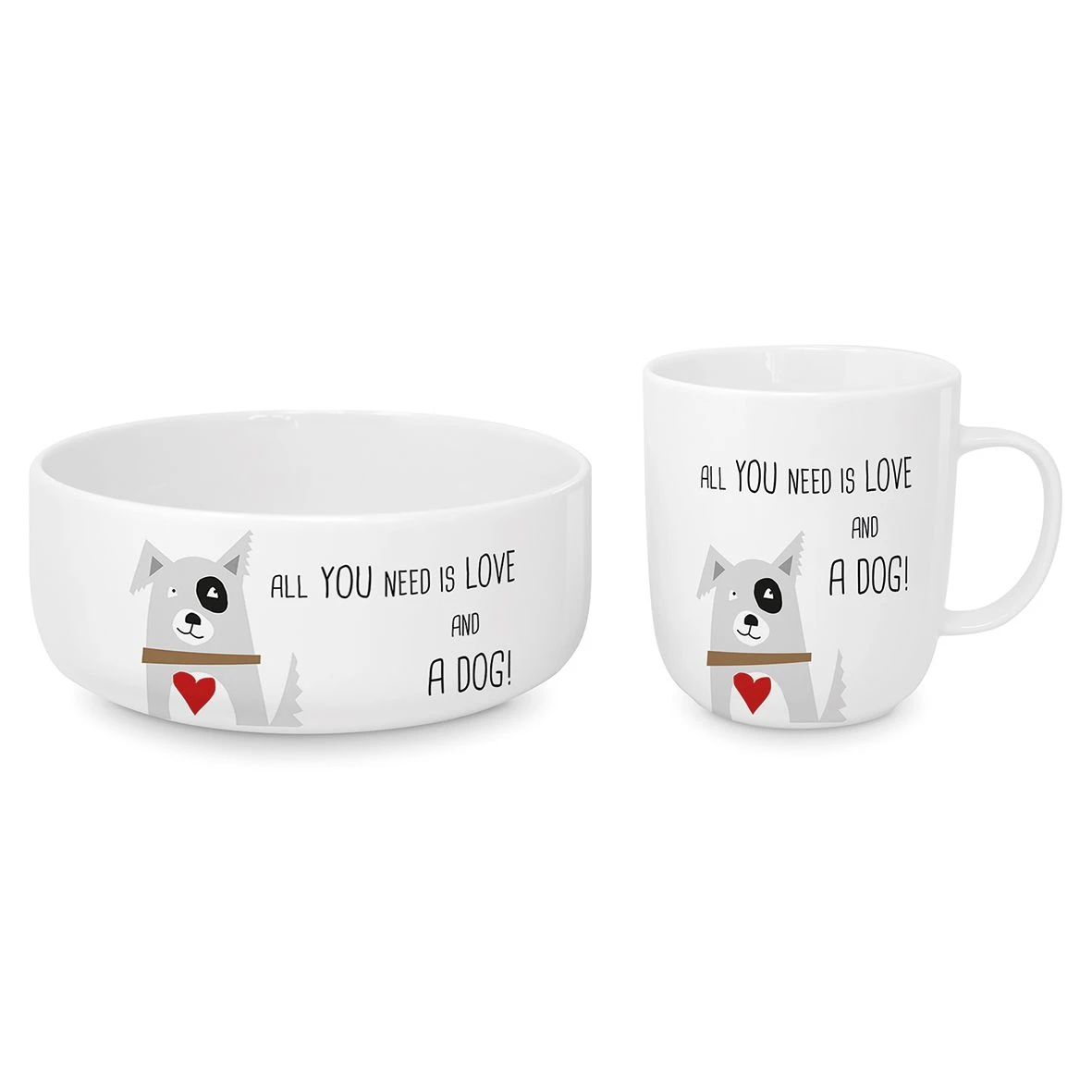 Love And Dog Set Napf Und Tasse 900 Ml + 400 Ml 3 Love And Dog Set Napf Und Tasse 900 Ml + 400 Ml