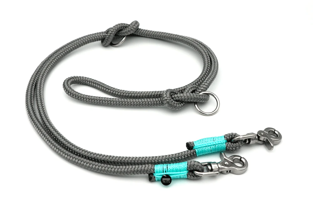 Tau Stil Führleine Grau / Mint Taulänge 2 M / Taustärke 10 Mm 3 Tau Stil Führleine Grau / Mint Taulänge 2 M / Taustärke 10 Mm
