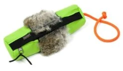 Futterdummy Mit Kaninchenfell Neongrün Länge 22cm, Durchmesser: 6.5cm